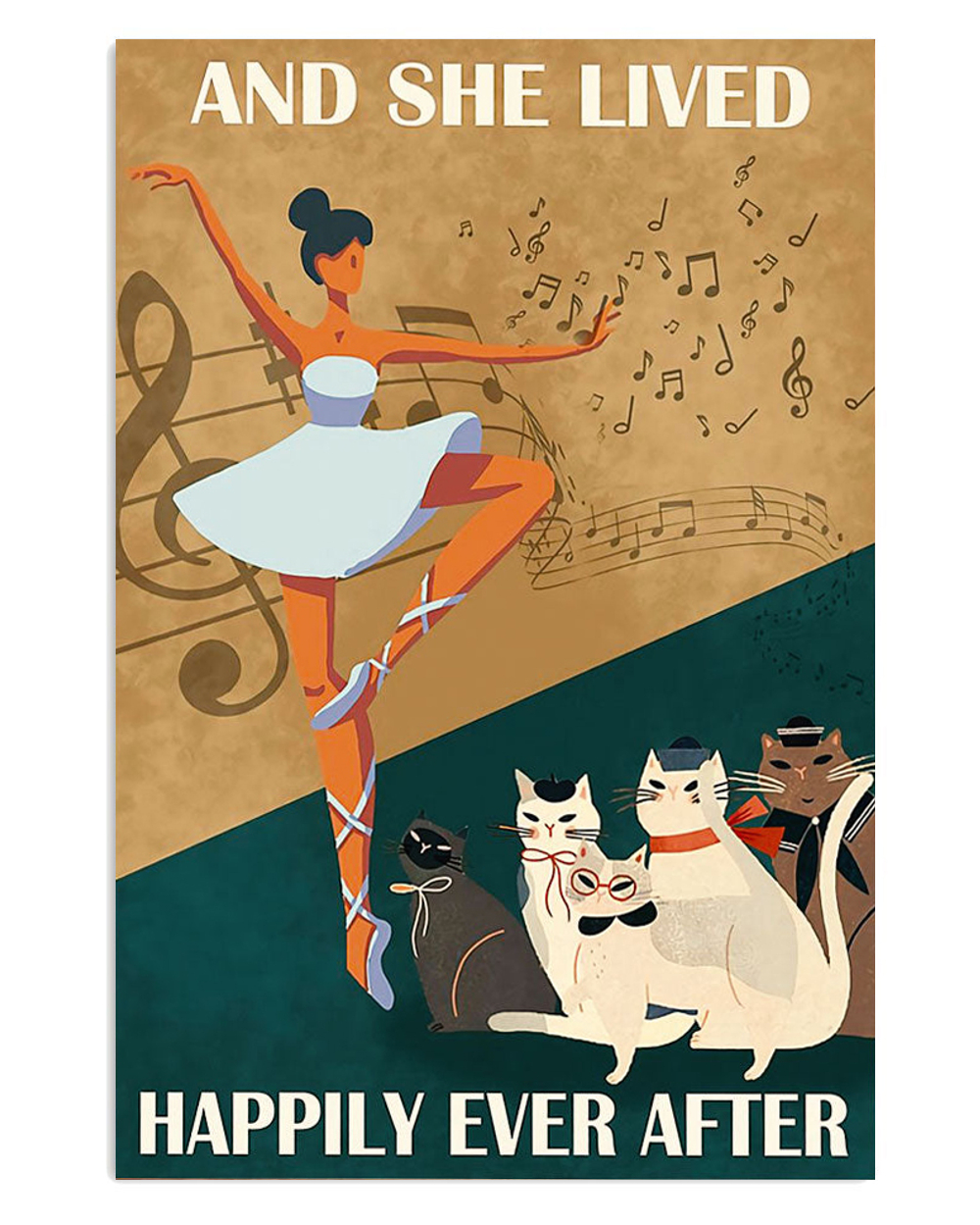 Dancing Ballet Girl And Cats Poster, Ballet Dancing Lovers Gift, Ballet Vintage Poster, Ballerina Gift
