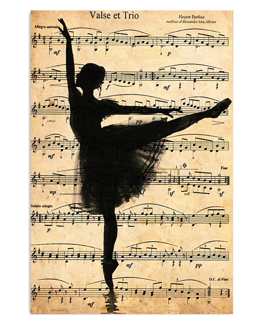 Dancing Ballet Girl And Valse Trio Poster, Ballet Dancing Lovers Gift, Ballet Vintage Poster