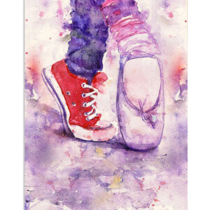 Dancing Ballet Shoes And Converse Poster, Ballet Dancing Lovers Gift, Ballet Vintage Poster