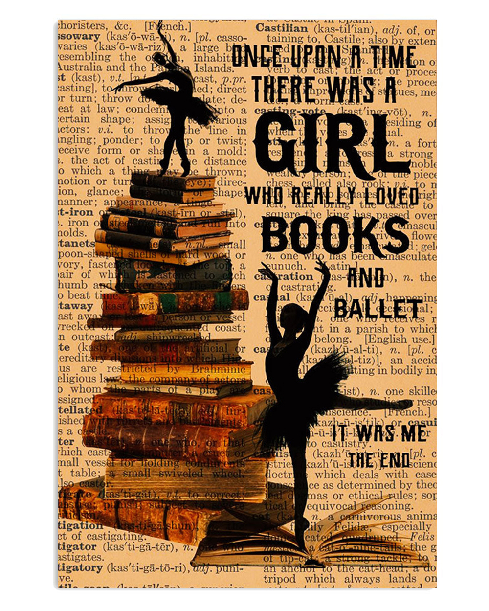 Dancing Ballet Girl Loved Books And Ballet Poster, Ballet Dancing Lovers Gift, Ballet Vintage Poster