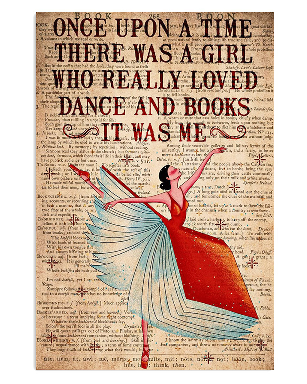 Dancing Ballet Girl Loved Dance And Books Poster, Ballet Dancing Lovers Gift, Ballet Vintage Poster