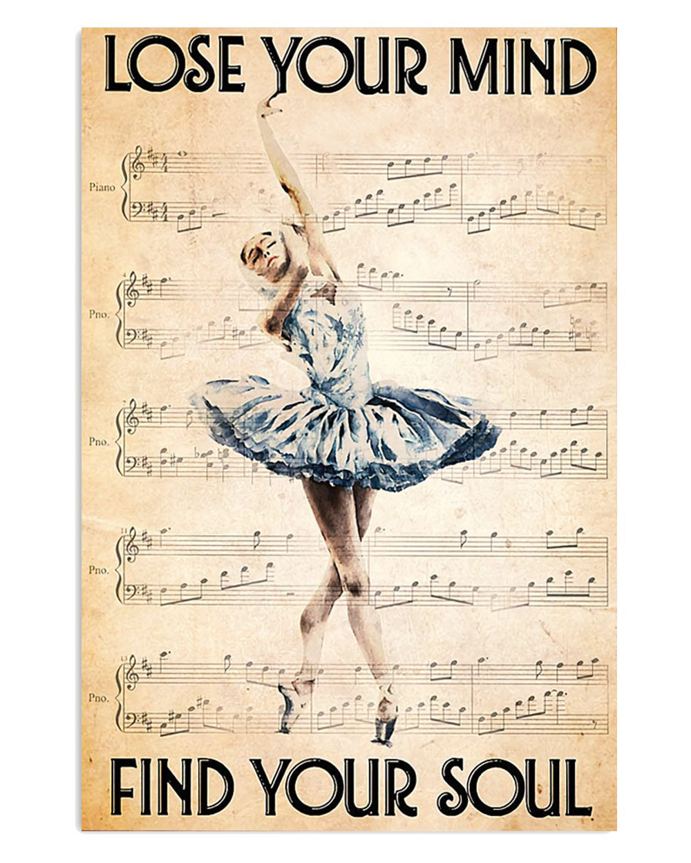 Dancing Ballet Lose Your Mind Poster, Ballet Lovers Gift, Ballet Vintage Poster, Ballerina Gift