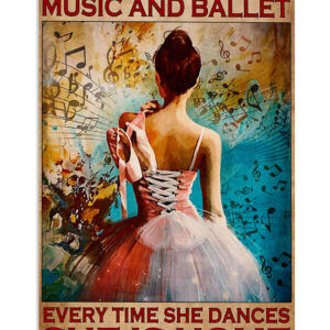 Dancing Ballet She Is Home Ballet Dancer Ballerinas Poster, Ballet Dancing Lovers Vintage Poster