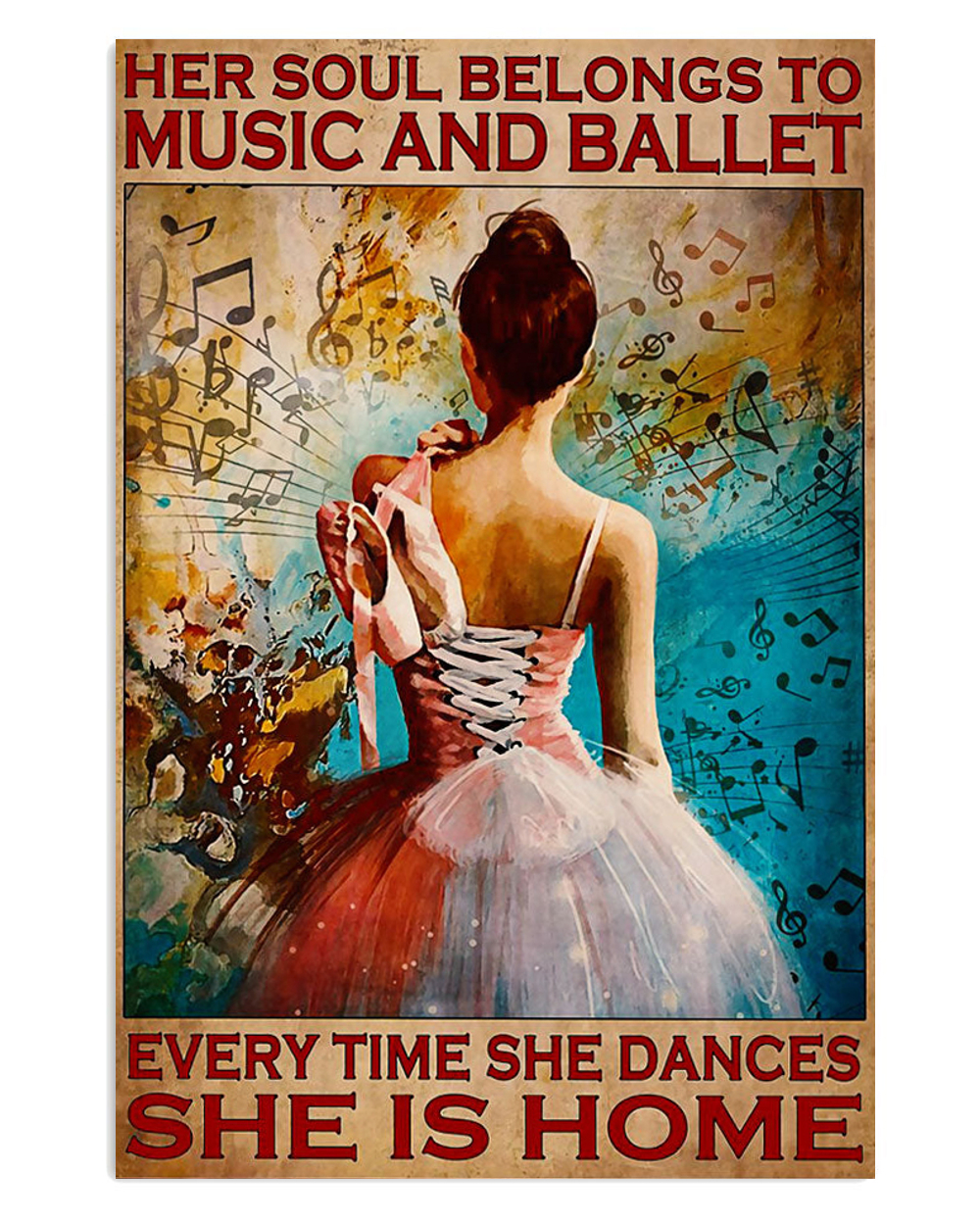 Dancing Ballet She Is Home Ballet Dancer Ballerinas Poster, Ballet Dancing Lovers Vintage Poster