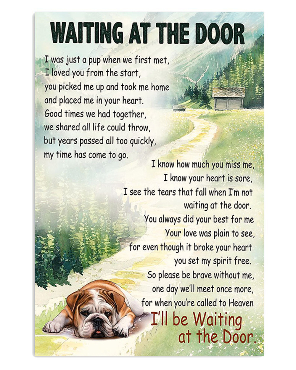 English Bulldog Bulldog Memorial Puppies Lover Poster, Animal Lovers Vintage Wall Art