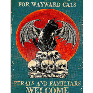 Evil Black Cat Red Moon Haloween Cat Kitties Lover Poster, Animal Lovers Vintage Wall Art