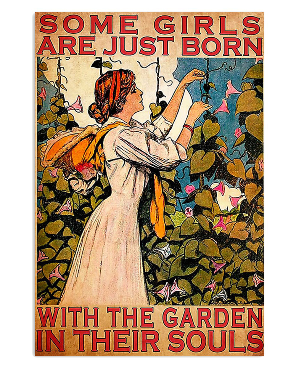 Farming Girl Born With The Garden Farmer Poster, Gardening Lovers Vintage Wall Art