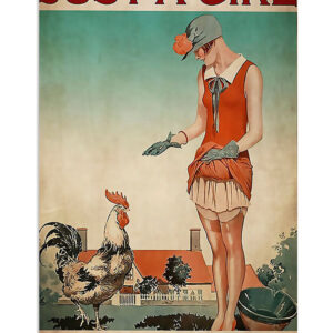 Farming Girl Loves Chickens Farmer Poster, Animal Lovers Vintage Wall Art, Chicken Lovers