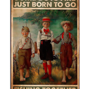 Fishing Bros Born To Fish Vintage Poster, Fishing Lover Gift, Retro Fishing Hobby Poster