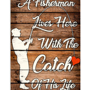 Fishing Catch Of His Life Vintage Poster, Fishing Lover Gift, Retro Fishing Hobby Poster