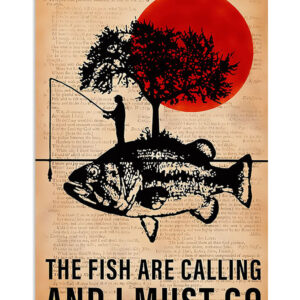 Fishing Fish Are Calling Vintage Poster, Fishing Lover Gift, Retro Fishing Hobby Poster