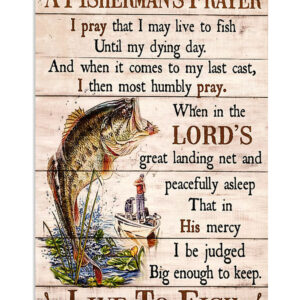 Fishing Fisherman's Prayer Vintage Poster, Fishing Lover Gift, Retro Fishing Hobby Poster