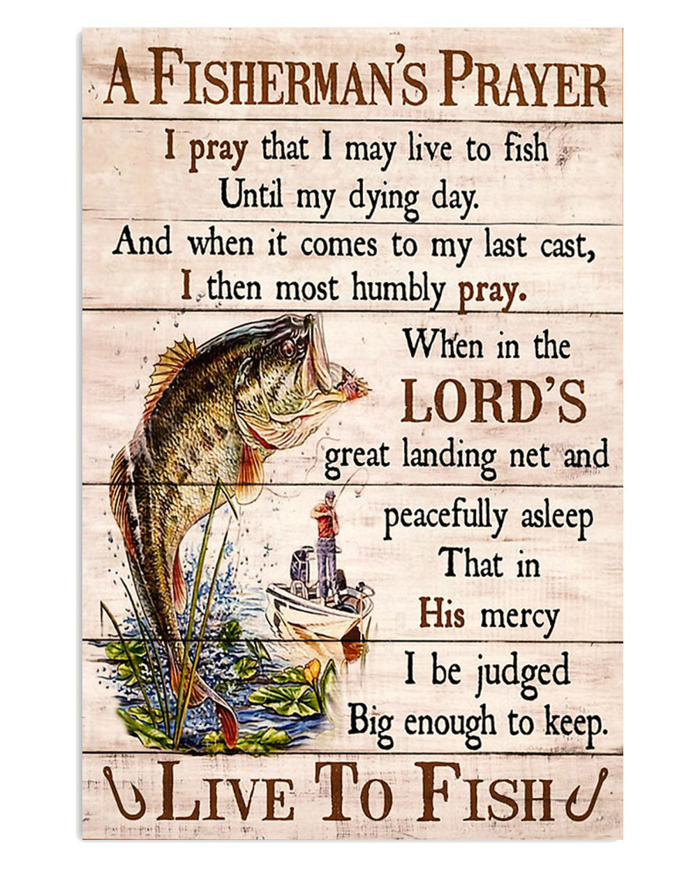 Fishing Fisherman's Prayer Vintage Poster, Fishing Lover Gift, Retro Fishing Hobby Poster