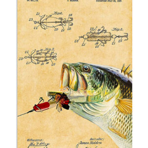 Fishing Lure Vintage Poster, Fishing Lover Gift, Retro Fishing Hobby Poster