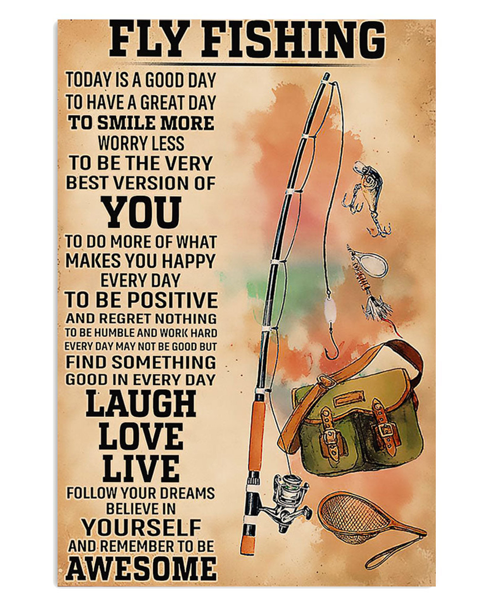 Fishing Fly Fishing Vintage Poster, Fishing Lover Gift, Retro Fishing Hobby Poster