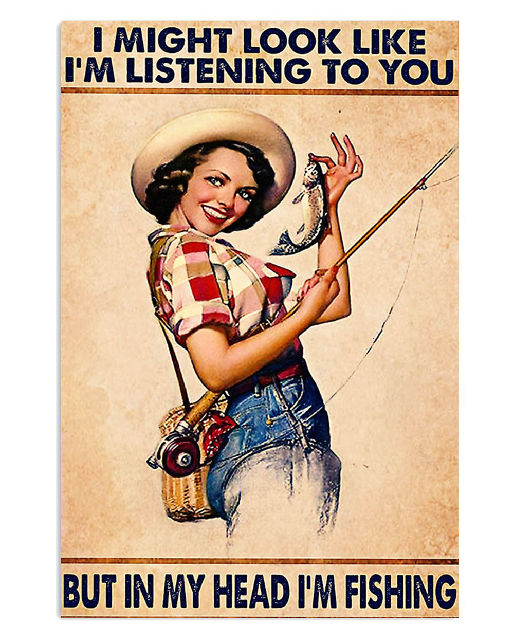 Fishing Funny Quote Fishing Vintage Poster, Fishing Lover Gift, Retro Fishing Hobby Poster