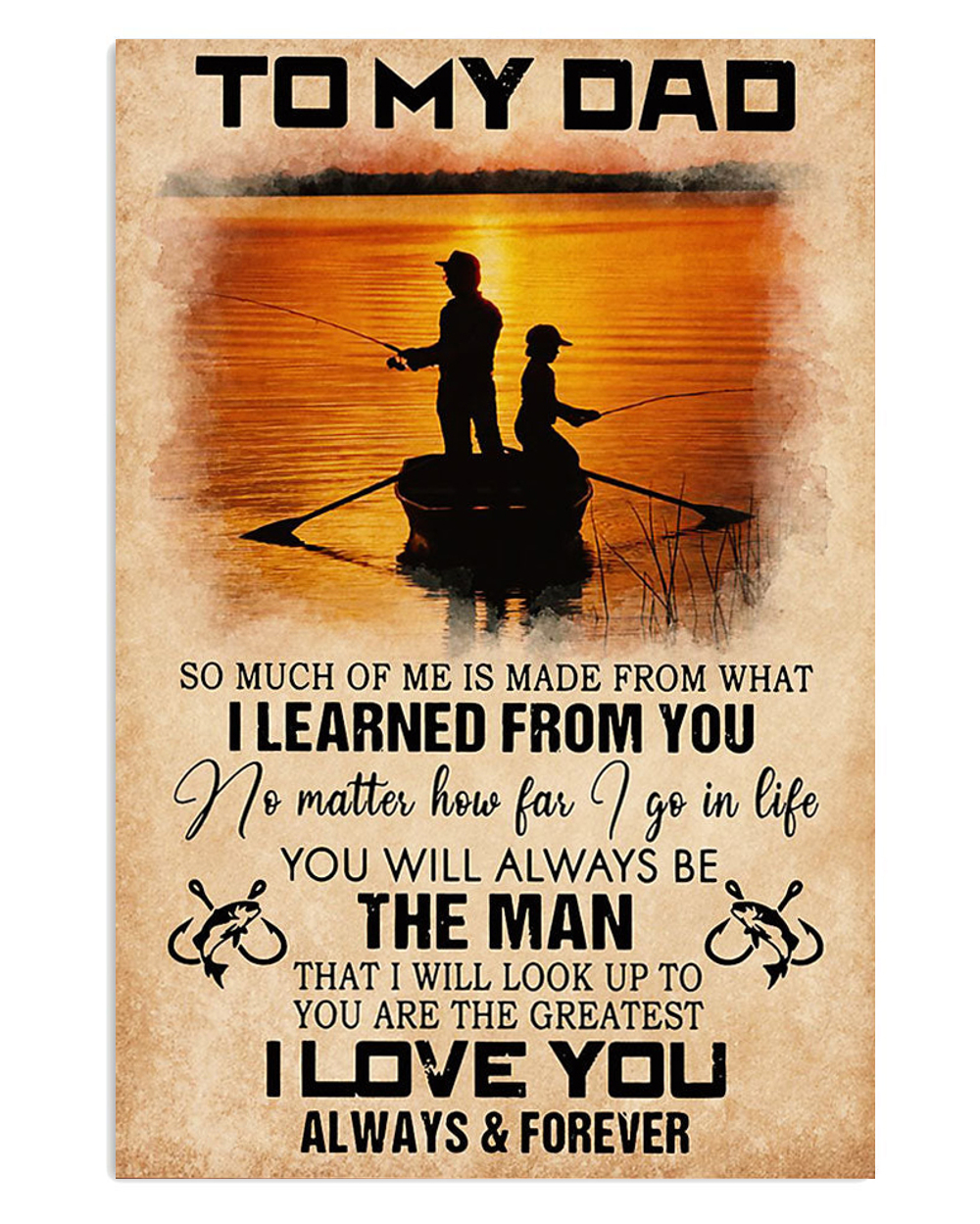 Fishing Gift From Son To Dad Vintage Poster, Fishing Lover Gift, Retro Fishing Hobby Poster