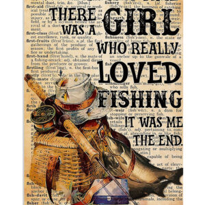 Fishing Girl Loves Fishing Vintage Poster, Fishing Lover Gift, Retro Fishing Hobby Poster
