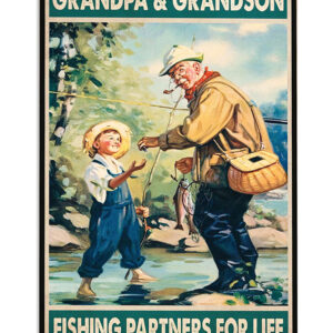 Fishing Grandpa And Grandson Fishing Vintage Poster, Fishing Lover Gift, Fishing Hobby Poster