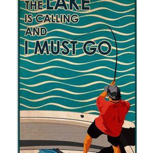Fishing Lake Is Calling Vintage Poster, Fishing Lover Gift, Retro Fishing Hobby Poster