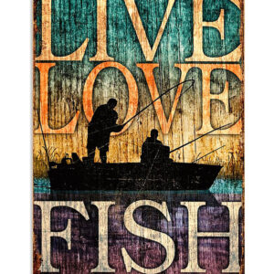 Fishing Live Love Fish Vintage Poster, Fishing Lover Gift, Retro Fishing Hobby Poster