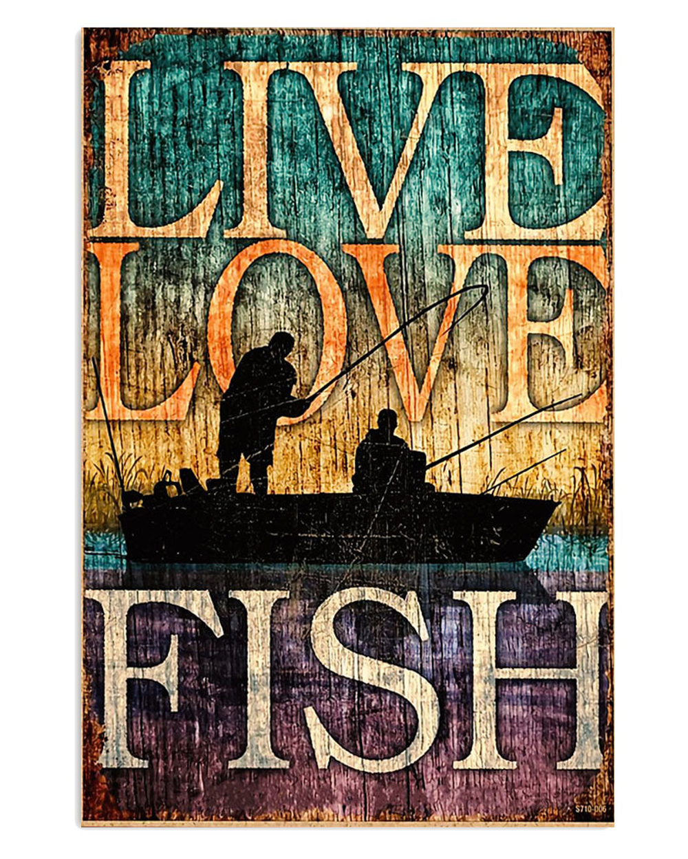 Fishing Live Love Fish Vintage Poster, Fishing Lover Gift, Retro Fishing Hobby Poster