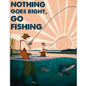 Fishing Men Go Fishing Vintage Poster, Fishing Lover Gift, Retro Fishing Hobby Poster