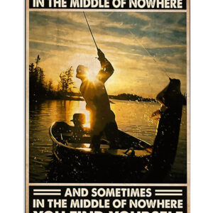 Fishing Middle Of Nowhere Vintage Poster, Fishing Lover Gift, Retro Fishing Hobby Poster