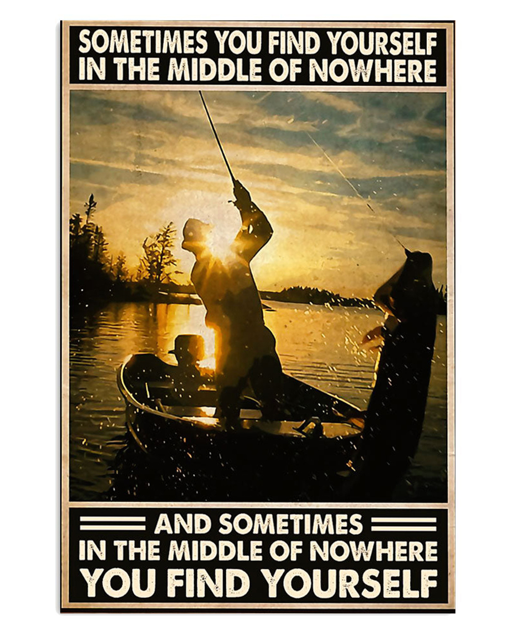 Fishing Middle Of Nowhere Vintage Poster, Fishing Lover Gift, Retro Fishing Hobby Poster
