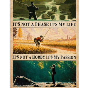 Fishing My Passion Vintage Poster, Fishing Lover Gift, Retro Fishing Hobby Poster