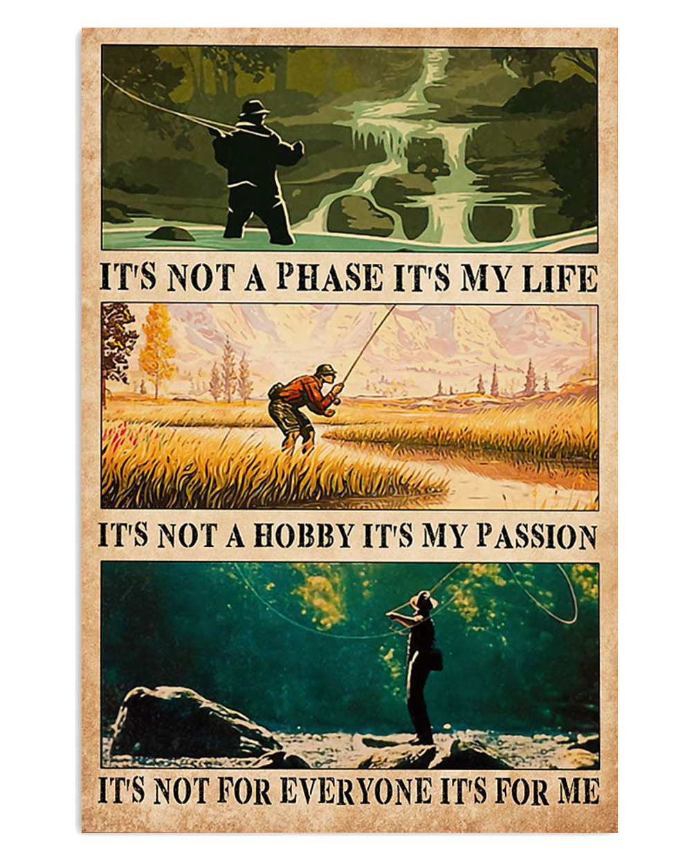 Fishing My Passion Vintage Poster, Fishing Lover Gift, Retro Fishing Hobby Poster