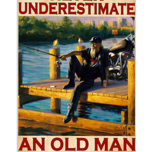 Fishing Old Man Loves Fishing Vintage Poster, Fishing Lover Gift, Retro Fishing Hobby Poster