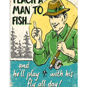 Fishing Play With His Fly Vintage Poster, Fishing Lover Gift, Retro Fishing Hobby Poster