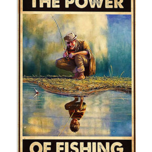 Fishing Power Of Fishing Vintage Poster, Fishing Lover Gift, Retro Fishing Hobby Poster