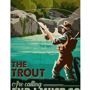 Fishing The Trout Are Calling Vintage Poster, Fishing Lover Gift, Retro Fishing Hobby Poster