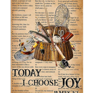 Fishing Today I Choose Joy Vintage Poster, Fishing Lover Gift, Retro Fishing Hobby Poster