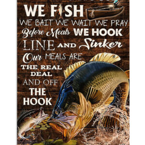 Fishing We Fish We Bait Vintage Poster, Fishing Lover Gift, Retro Fishing Hobby Poster