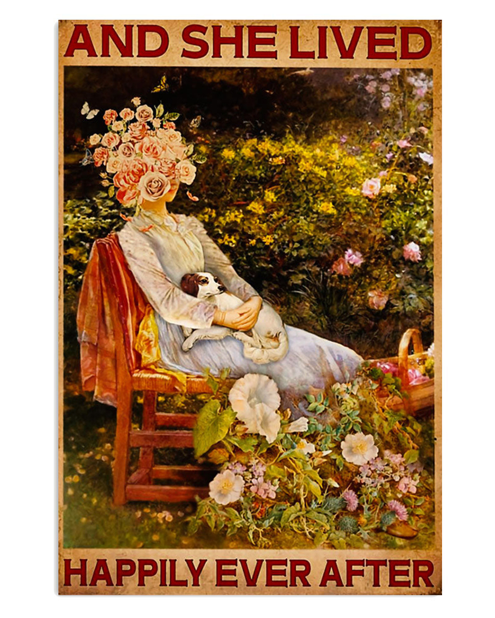 Gardening Dog And Her Poster, Plants Lover Vintage Poster, Gift For Gardener