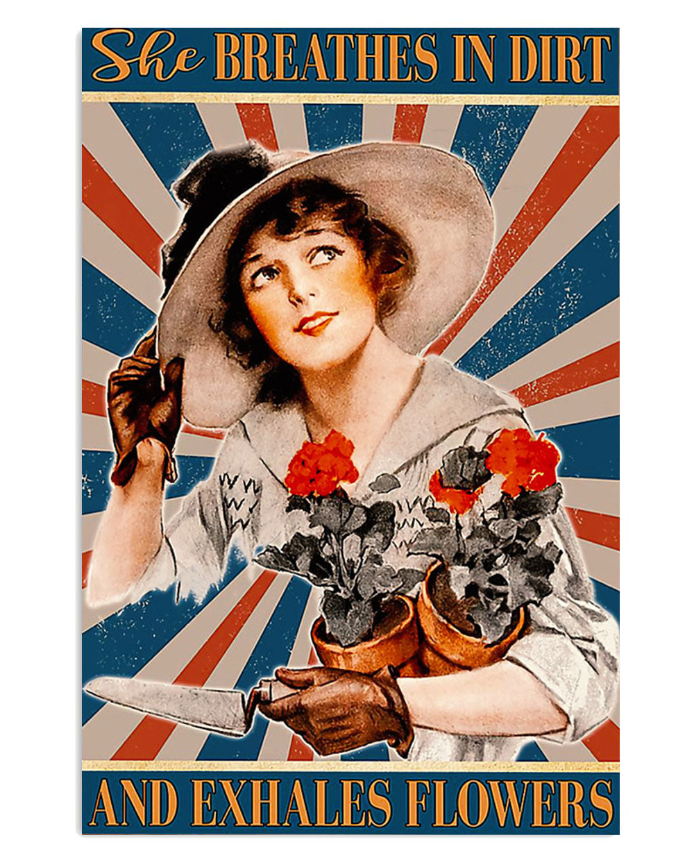 Gardening Exhales Flowers Poster, Plants Lover Vintage Poster, Gift For Gardener