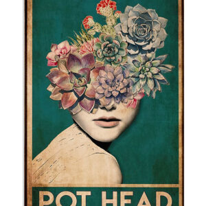 Gardening Girl Flowers Pot Head Poster, Plants Lover Vintage Poster, Gift For Gardener