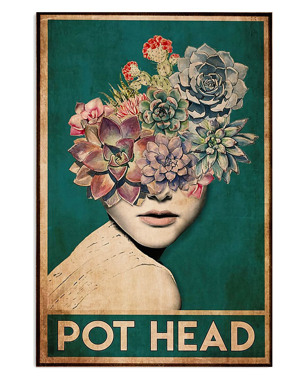 Gardening Girl Flowers Pot Head Poster, Plants Lover Vintage Poster, Gift For Gardener