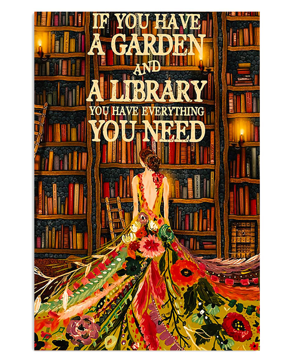 Gardening Girl Has Library And Garden Poster, Plants Lover Vintage Poster, Gift For Gardener