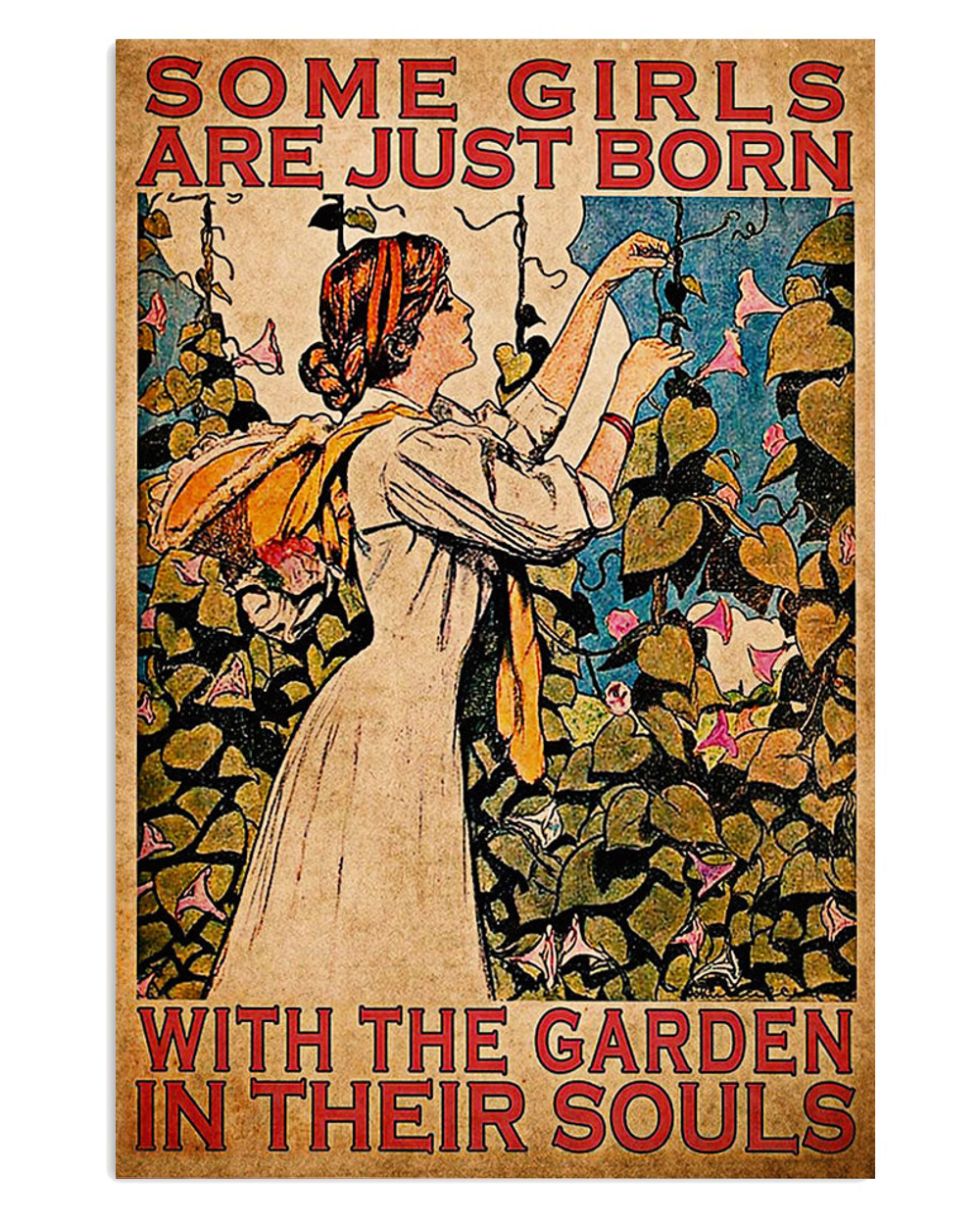 Gardening Girl In The Garden Poster, Plants Lover Vintage Poster, Gift For Gardener