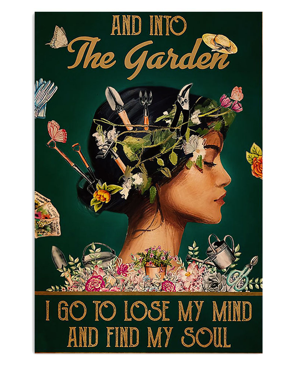 Gardening Girl Into The Garden Poster, Plants Lover Vintage Poster, Gift For Gardener