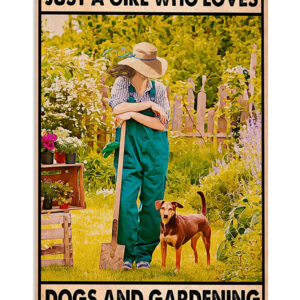 Gardening Girl Loves Dog And Gardening Poster, Plants Lover Vintage Poster, Gift For Gardener