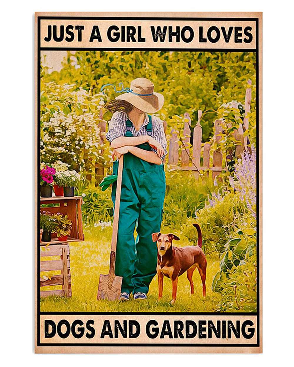 Gardening Girl Loves Dog And Gardening Poster, Plants Lover Vintage Poster, Gift For Gardener