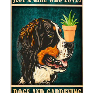 Gardening Girl Loves Dogs And Gardening Poster, Plants Lover Vintage Poster, Gift For Gardener