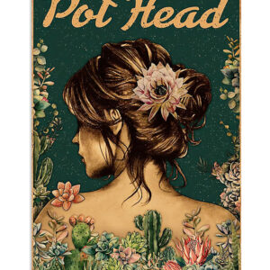 Gardening Girl Pot Head Poster, Plants Lover Vintage Poster, Gift For Gardener