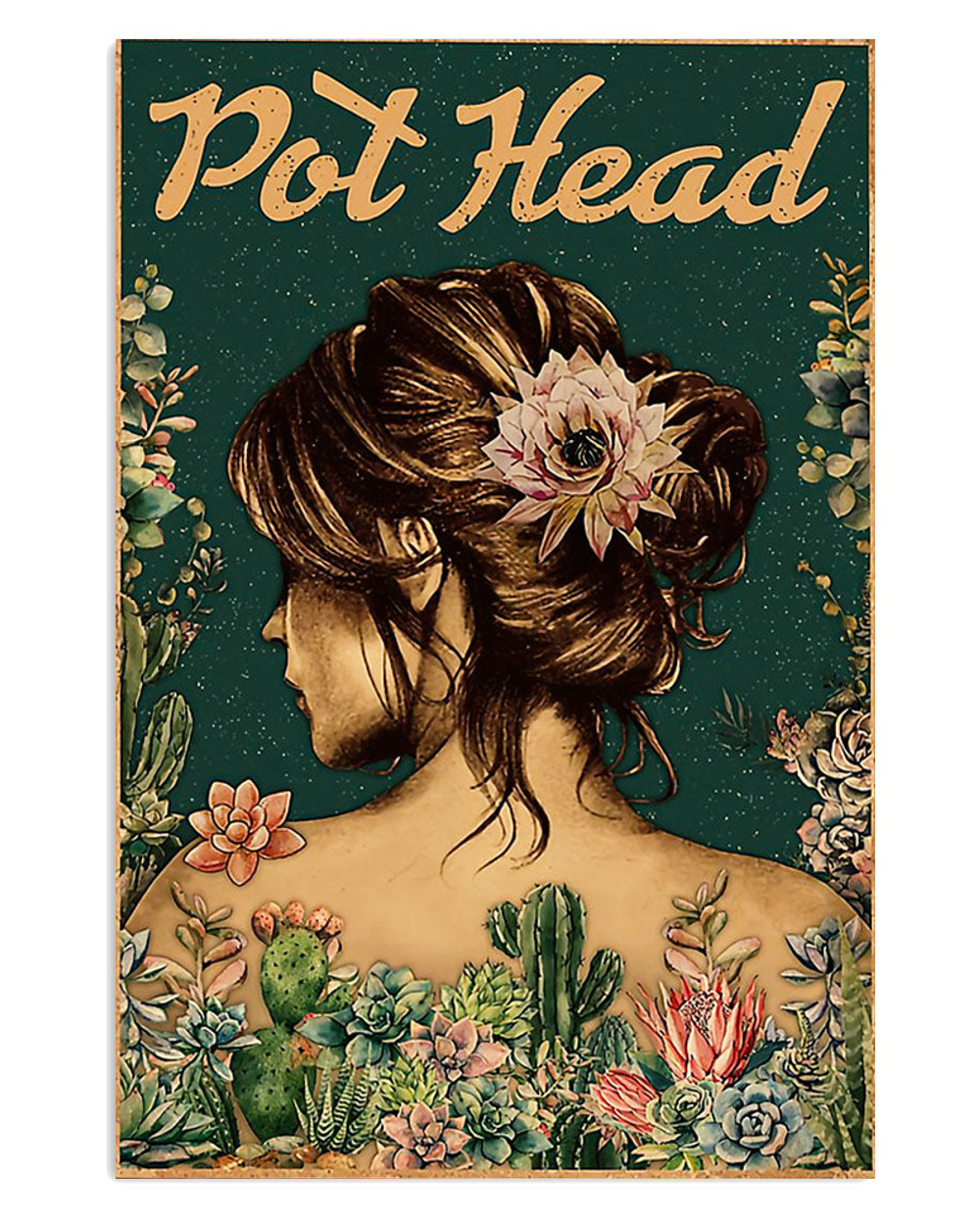Gardening Girl Pot Head Poster, Plants Lover Vintage Poster, Gift For Gardener