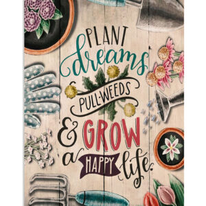 Gardening Grow A Happy Life Poster, Plants Lover Vintage Poster, Gift For Gardener